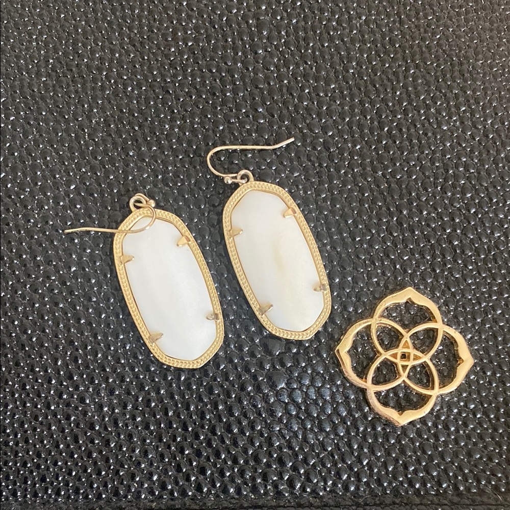 Kendra Scott Gold and White Geometric Earrings